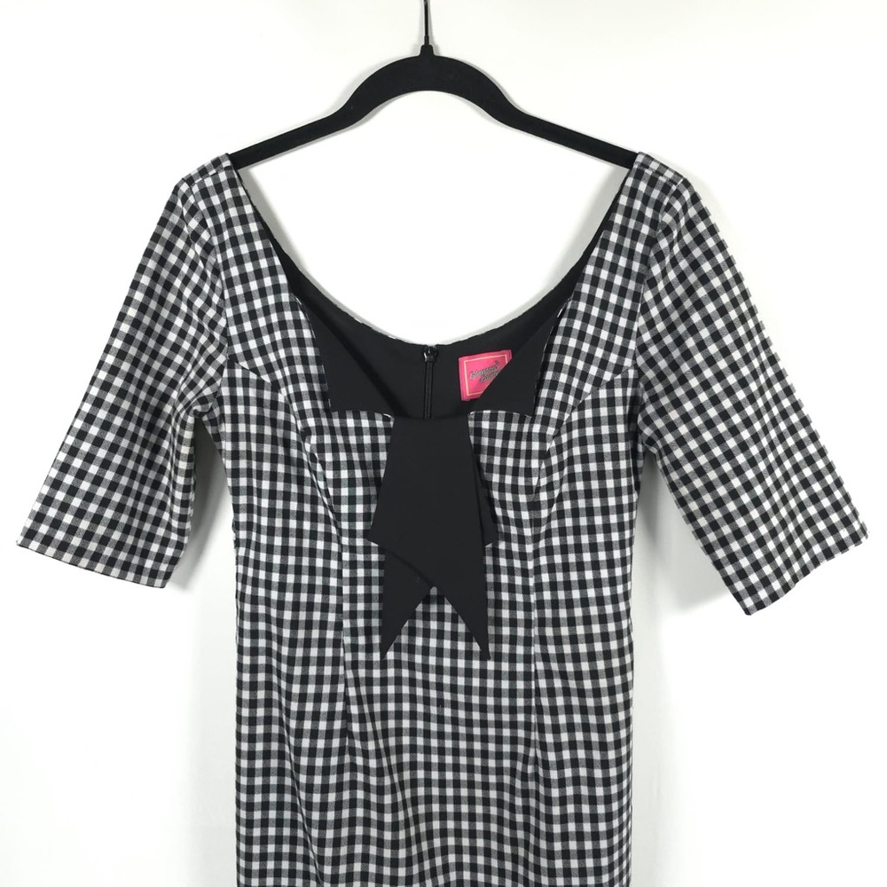 GLAMOUR BUNNY Jacky 60s Jacky Pencil Dress Gingham Back Slit Chic Bow‎ Size XS - Picture 11 of 13